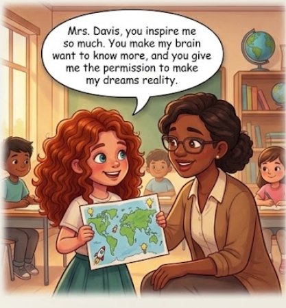 Dawn telling her teacher, Mrs. Davis, you inspire me so much